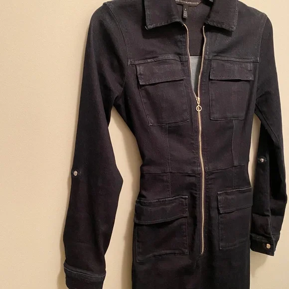 WHBM zip front modern stretch denim dress - Picture 3 of 3